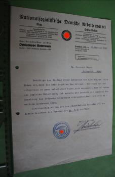 Brief mit Parteikopf - Gau Hessen-Nassau - Ortsgruppe Untermain