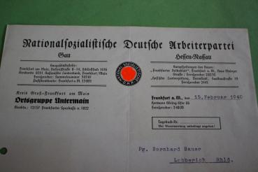 Preview: Brief mit Parteikopf - Gau Hessen-Nassau - Ortsgruppe Untermain