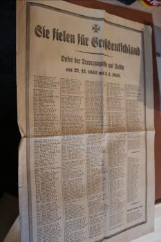 Fuldaer Zeitung 20/21 Januar 1945 - Namen Opfer der Terrorangriffe auf Fulda 27.12.1944 u. 03.01.1945
