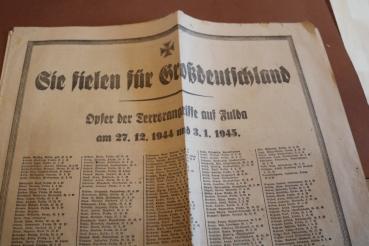Preview: Fuldaer Zeitung 20/21 Januar 1945 - Namen Opfer der Terrorangriffe auf Fulda 27.12.1944 u. 03.01.1945