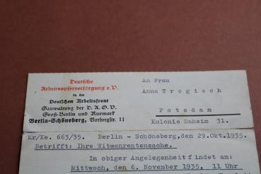 Preview: alte Ganzsache Deutsche Arbeitsopferversorgung e.V. der DAF Berlin 1935