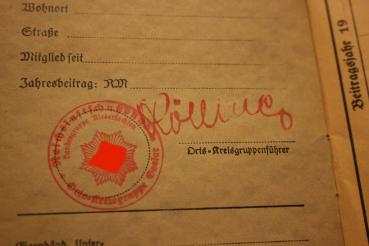 Blanko-Mitgliedsausweis des Reichsluftschutzbund