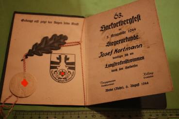 tolle alte Siegerurkunde 63. Harkortbergfest  1944