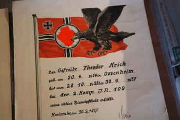 Preview: two large decorative certificates of a soldier in the 109th Infantry Regiment