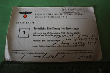 Ehren-Karte Kreistag der NSDAP München 1942