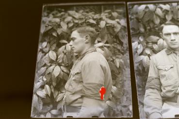 zwei Glasnegative - Portrait SA-Mann  Sturm 31/160