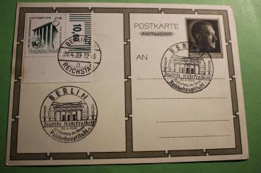 Preview: alte AK - A. Hitler begrüßt Blumenmädchen mit Sonderstempel