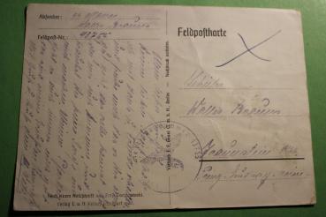 Preview: Feldpostkarte  eines SS-Mannes -  Reiter-Batterie SS-Kavallerie-Regiment 2 ??