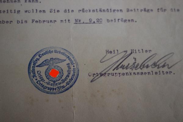 Brief mit Parteikopf - Gau Hessen-Nassau - Ortsgruppe Untermain