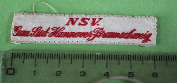 original Wäsche-Einnäher der NSV. Gau Süd-Hannover-Braunschweig