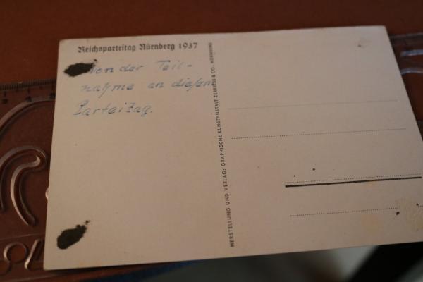 Postkarte - 1937 Appell der Hitlerjugend in der Hauptkampfbahn des Stadions mit Hitler, Hess usw.