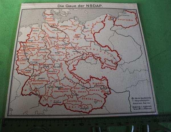 Karte auf Pappe - Die Gaue der NSDAP