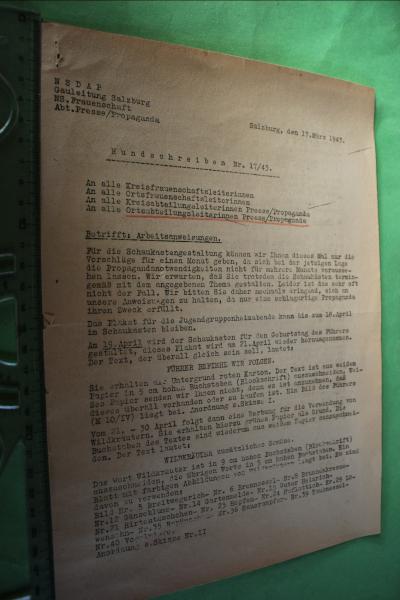 altes Rundschreiben Nr. 17 /43 der NS-Frauenschaft