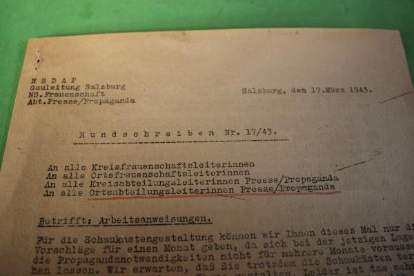 altes Rundschreiben Nr. 17 /43 der NS-Frauenschaft