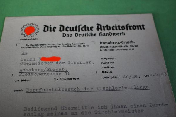 alter Brief - Briefkopf der D.A.F. Annaberg / Erzgebirge
