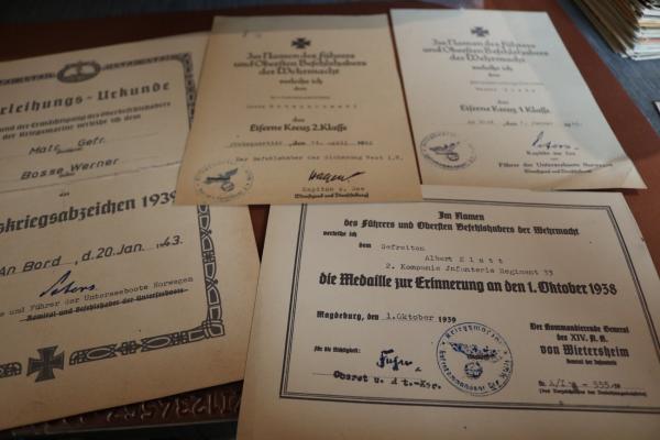 five repro certificates, various awards
