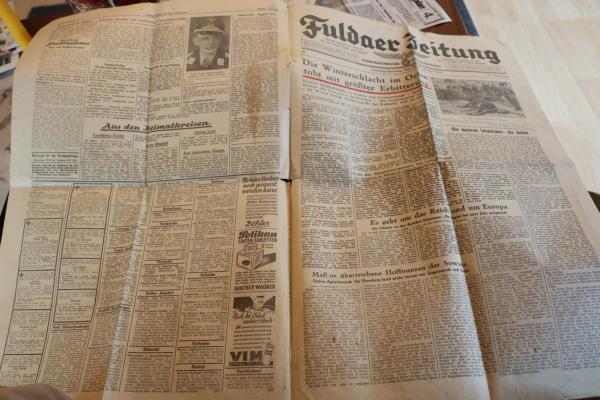Fuldaer Zeitung 20/21 Januar 1945 - Namen Opfer der Terrorangriffe auf Fulda 27.12.1944 u. 03.01.1945
