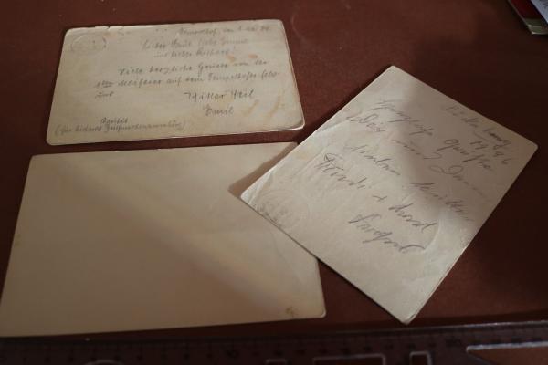 drei alte Ganzsachen - 1933 Erster Spatenstich und zweimal National Feiertag 1934