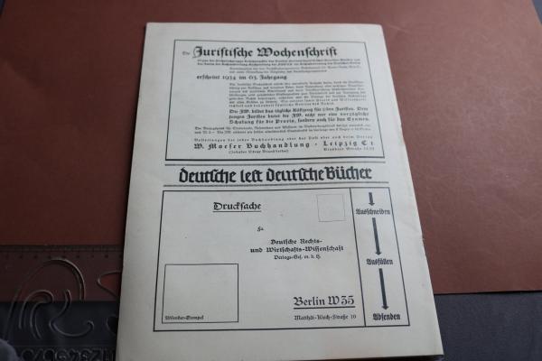Heft  Jugend und Recht  Ausgabe 8 von 1934 des BNSDJ