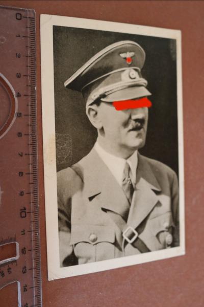 AK Portrait des Führers  - Sonderstempel Hamburg Stapellauf Schlachtschiff Bismarck