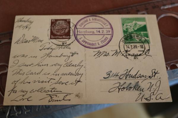 AK Portrait des Führers  - Sonderstempel Hamburg Stapellauf Schlachtschiff Bismarck