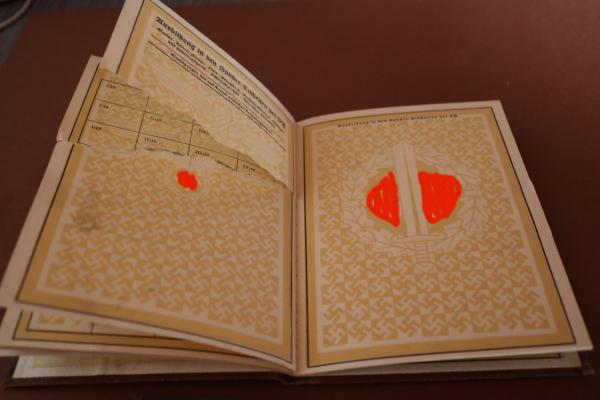 alte SA Wehrabzeichen Urkunde  Bronze - Hamburg defekt