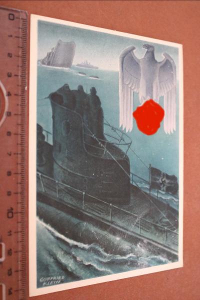 Postkarte Gottfried Klein - aufgetauchtes U-Boot - Die deutsche Wehrmacht
