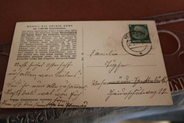 Postkarte - Der Führer bei der Besichtigung des Modells Kölner Dom