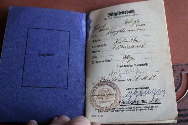 Mitgliedsbuch  Der Stahlhelm  - Kobulten Ortelsburg Ermland-Masuren 1931