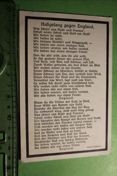 Liedkarte - Hassgesang gegen England