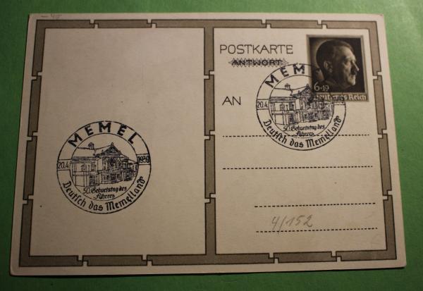 alte AK - Portrait A. Hitler mit Sonderstempel Memel