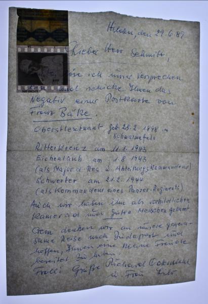 kleines Negativ - Oberstleutnant der Res. Franz Bäke