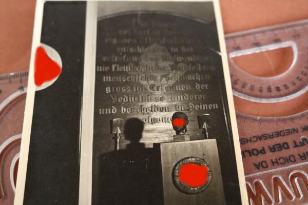 Postkarte  Ehrenhalle der Reichsschule des Reichsarbeitsdienstes Potsdam-Wildpark